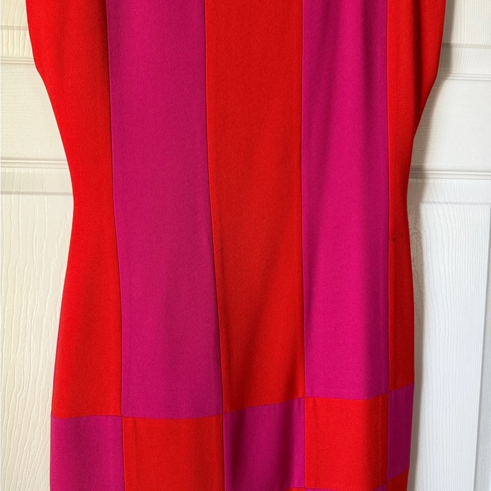 Women’s Colorblock Midi Dress in Red and Fuchsia